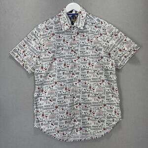 Robert Graham Cosmo Recipe Shirt Mens L White Flip Cuff Novelty Cocktail Print